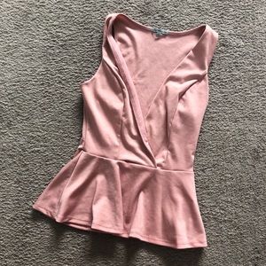 Deep v soft pink skater blouse